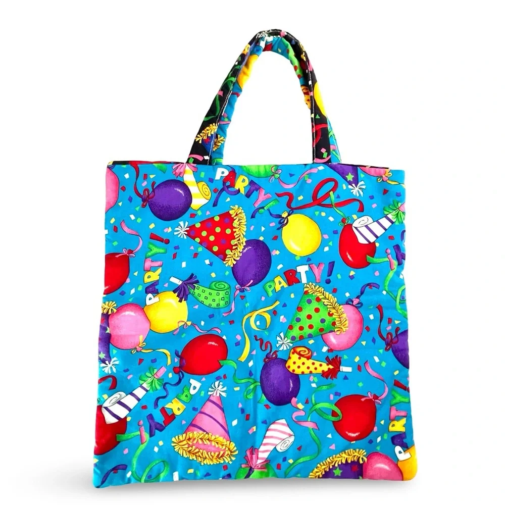 Large Multicolored Handmade Party Themed Tote Bag Reversible